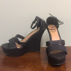 Black wedge sandals